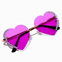 Purple Heart Rhinestone Sunglasses