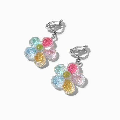 Rainbow Daisy 1" Clip-On Drop Earrings