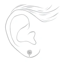 Silver-tone Cubic Zirconia Round 7mm Clip-On Earrings
