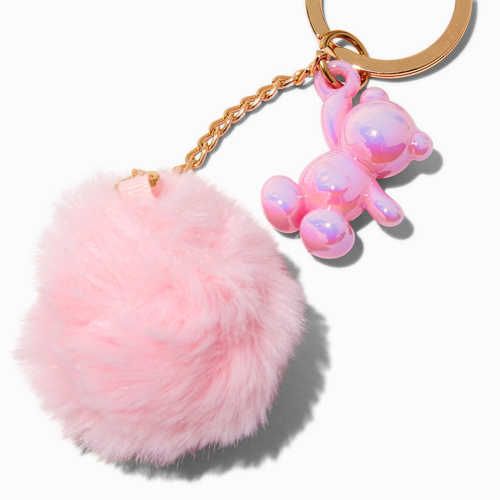 Pom Pom Chrome Teddy Bear Charm Keychain