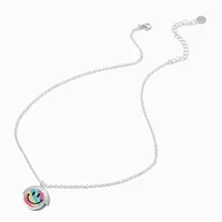 Rainbow Happy Face Spinner Pendant Necklace