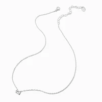 Silver-tone Oval Cubic Zirconia Pendant Necklace