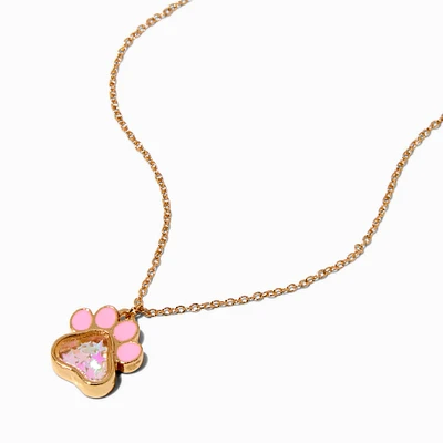 Pink Paw Shaker Pendant Necklace