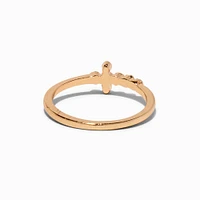 Gold-tone Side Cross Ring