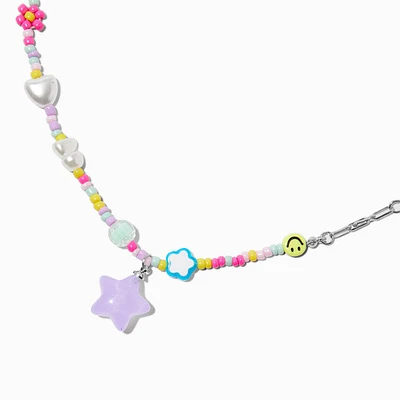 Pastel Mixed Beaded Star Pendant Necklace