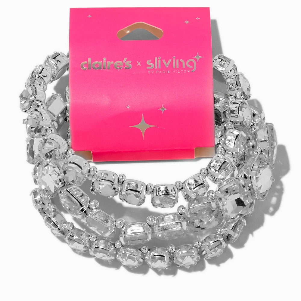 Claire's x Sliving by Paris Hilton Chunky Crystal Stretch Bracelets - 3 Pack