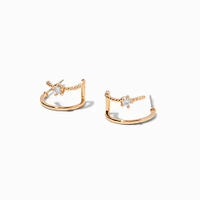 Gold Cubic Zirconia 20MM Double Hoop Earrings