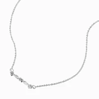 Silver-tone Cubic Zirconia Bar Pendant Necklace