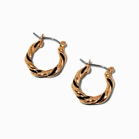 Gold-tone & Black 20MM Twisted Hoop Earrings