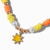 Gold-tone Sun Yellow Beaded Adjustable Bracelet