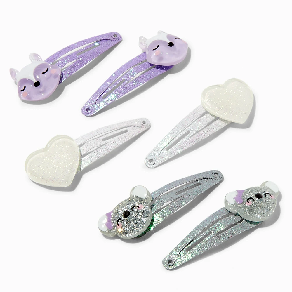 Claire's Club Glitter Koala Bear Snap Hair Clips - 6 Pack