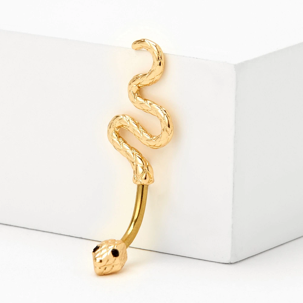 Gold 14G Slithering Snake Belly Ring