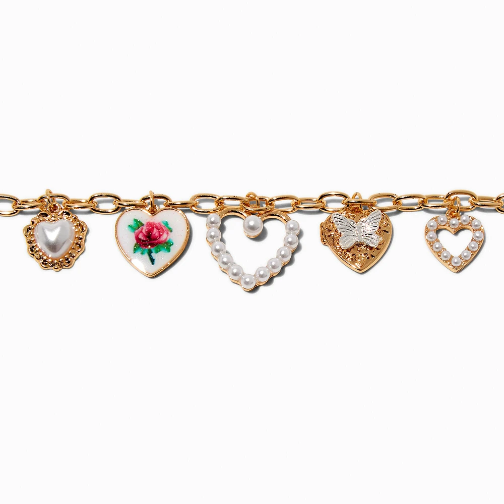 Gold-tone Uptown Heart Charm Bracelet