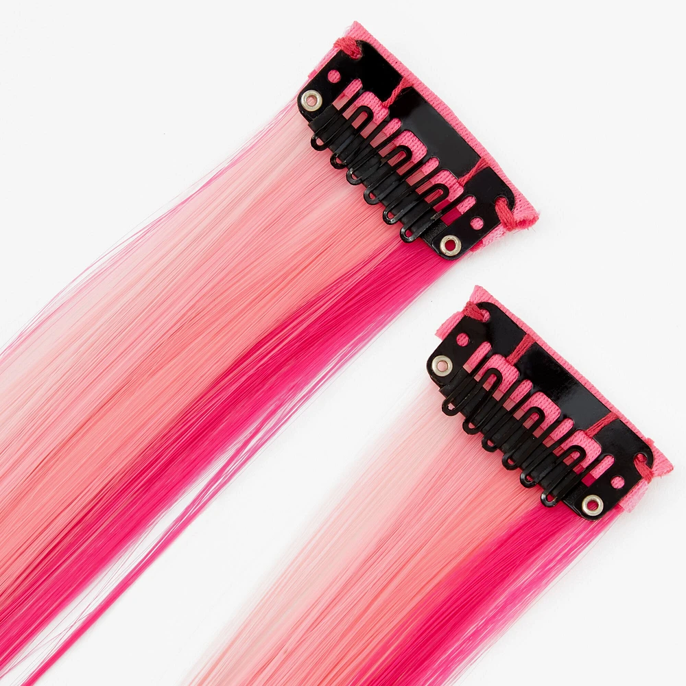 Pink Ombre Faux Hair Clip In Extensions - 2 Pack