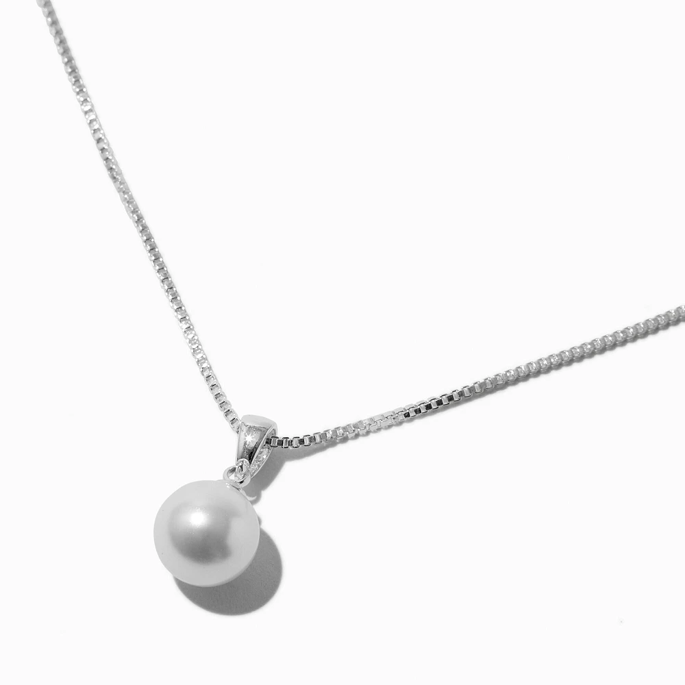 White 6MM Pearl Pendant Necklace