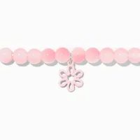 Pink Daisy Stretch Beaded Bracelet