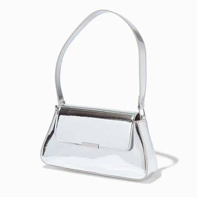 Mirrored Silver Baguette Shoulder Bag