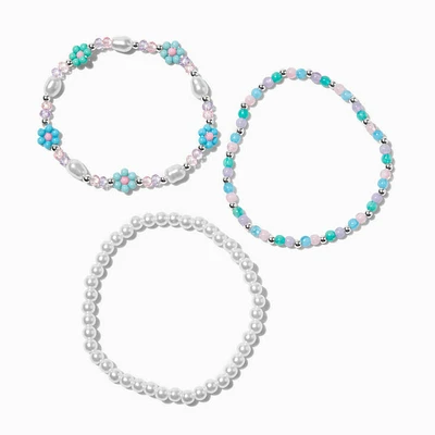 Claire's Club Mermaid Floral Beaded Anklets - 3 Pack