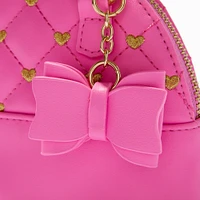 Pink Quilted Gold Hearts Holiday Shoulder Bag