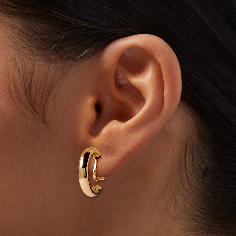 Gold-tone Tube 20mm Clip-On Hoop Earrings