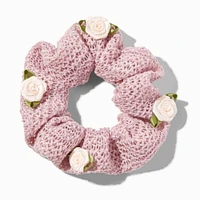 Blush Rosette Crochet Hair Scrunchie