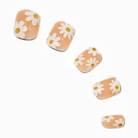 Glitter Daisy Short Square Vegan Faux Nail Set - 24 Pack