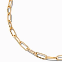 Gold-tone Large Paperclip Short Chain Necklace