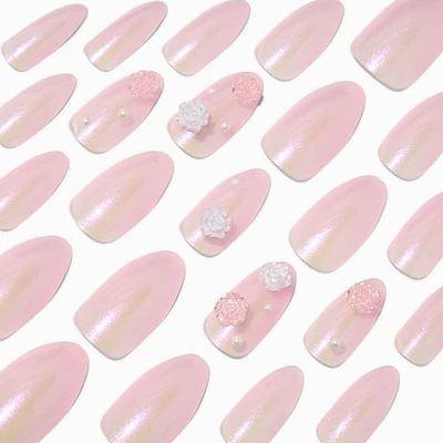 3D Rose & Pearl Stiletto Vegan Faux Nail Set - 24 Pack