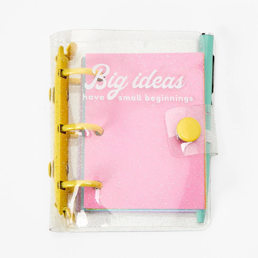 Big Ideas Have Small Beginnings Mini Glitter Journal Notebook