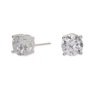 Sterling Silver Cubic Zirconia 5MM Round Basket Stud Earrings