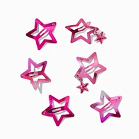 Pink Star Snap Hair Clips - 6 Pack