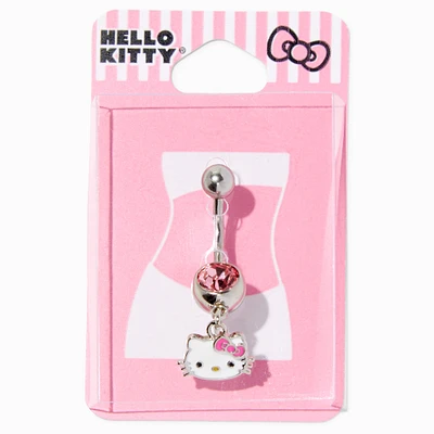 Hello Kitty® Silver 14G Pink Stone Charm Belly Ring
