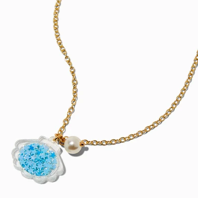 Claire's Club Blue Seashell Shaker Pendant Necklace