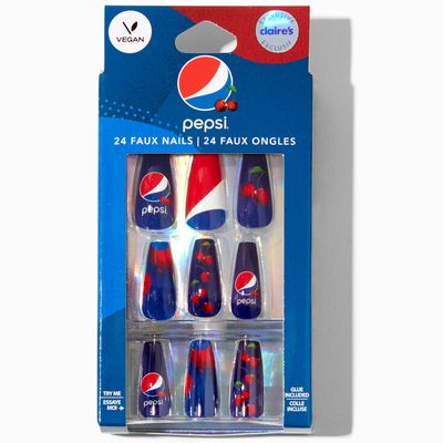 Pepsi® Cherry Claire's Exclusive Squareletto Vegan Faux Nail Set - 24 Pack
