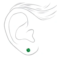 Green Cubic Zirconia 5MM Round Stud Earrings