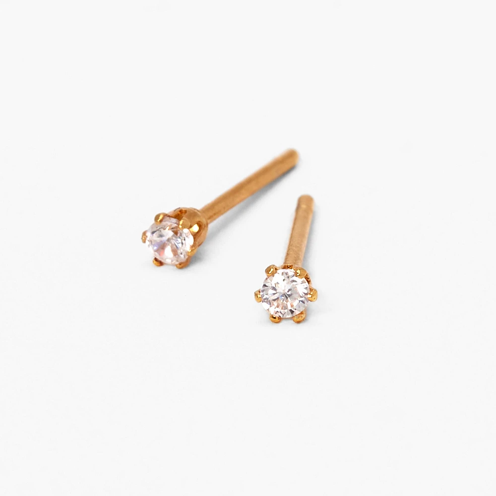 C LUXE by Claire's 18k Yellow Gold Plated Cubic Zirconia 2MM Round Stud Earrings