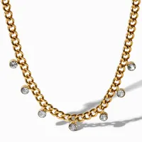 C LUXE by Claire's 18k Yellow Gold Plated Cubic Zirconia Confetti Curb Chain Necklace