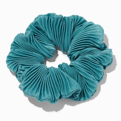 Pleated Teal Hair Scrunchie