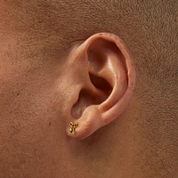 Gold-tone Titanium Cubic Zirconia Bow Stud Flatback Earrings