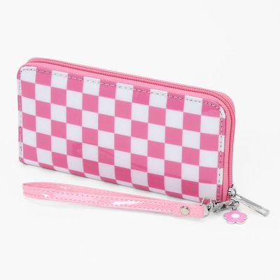 Pink Checkerboard Wristlet