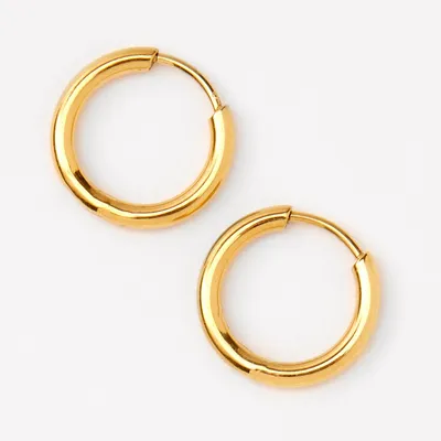 C LUXE by Claire's Gold Titanium 10MM Tube Hoop Earrings