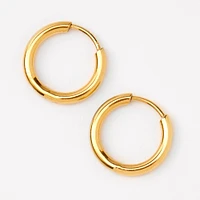 C LUXE by Claire's Gold Titanium 10MM Tube Hoop Earrings