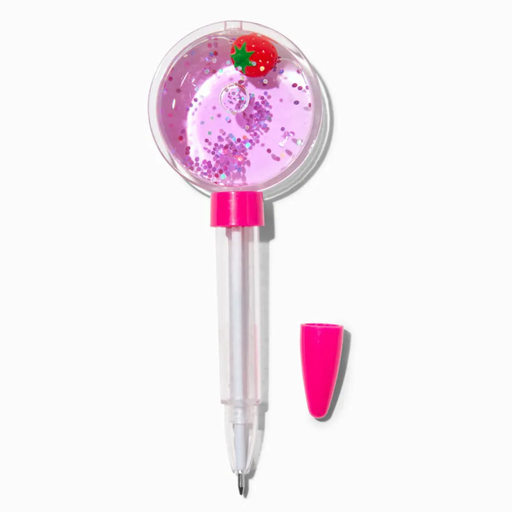 Strawberry Water-Filled Glitter Globe Pen