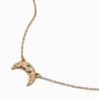 Gold-tone Sideways Crescent Moon Pendant Necklace