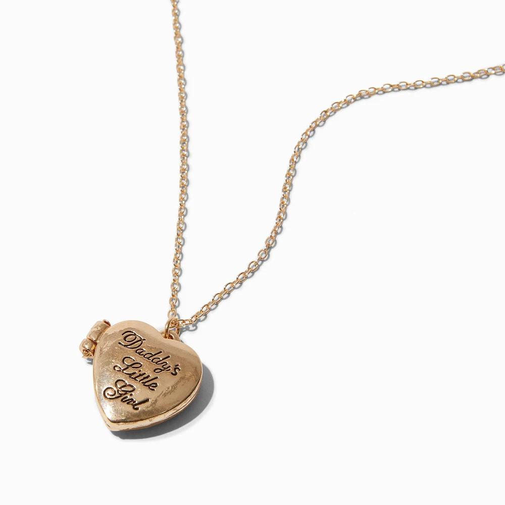 Gold-tone Daddy's Little Girl Heart Locket Pendant Necklace