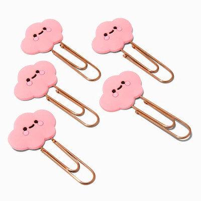 Pink Cloud Happy Face Paperclips - 5 Pack