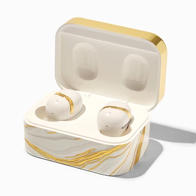 Gold Marble Wireless Earbuds in Case