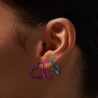 Rainbow Anodized Shape Hoop Earring Stackables Set - 3 Pack