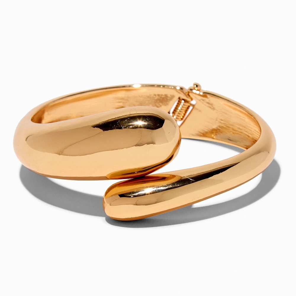 Thick Gold-tone Molten Bangle Bracelet