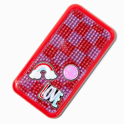 Pink Polka Dot Bling Red Cell Phone Makeup Set